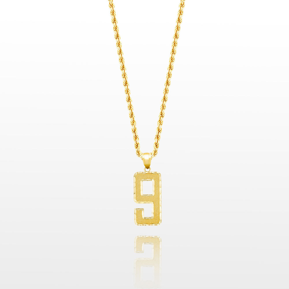 10k Solid Gold Small Jersey Number Pendant