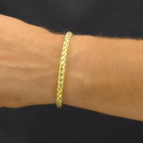 Solid Gold Palm Wheat Franco Bracelet