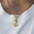 Gold Anchor Necklace Pendant & Rope Chain