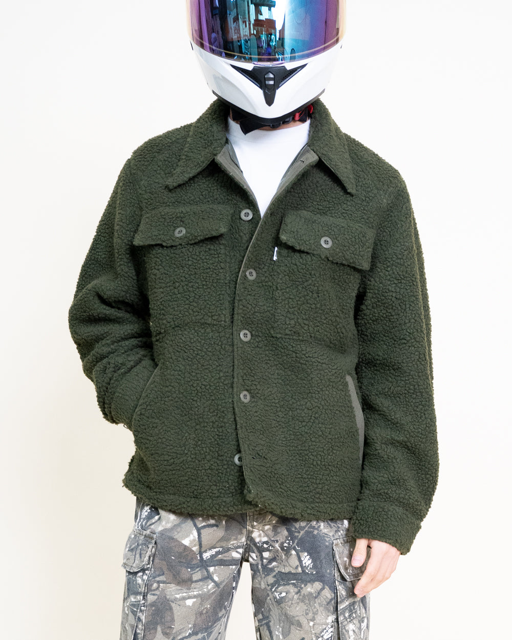 Vintage Military Sherpa Jacket - Olive