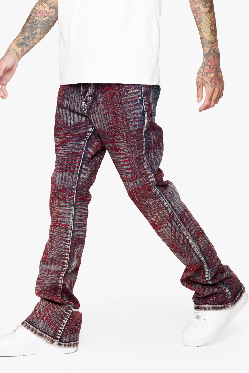 "MR. EMBROIDERY" STACKED FLARE JEAN CORAL HAZE