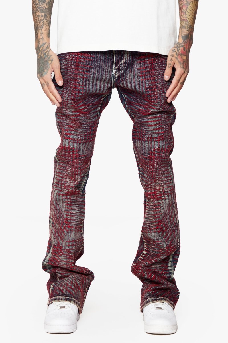 "MR. EMBROIDERY" STACKED FLARE JEAN CORAL HAZE