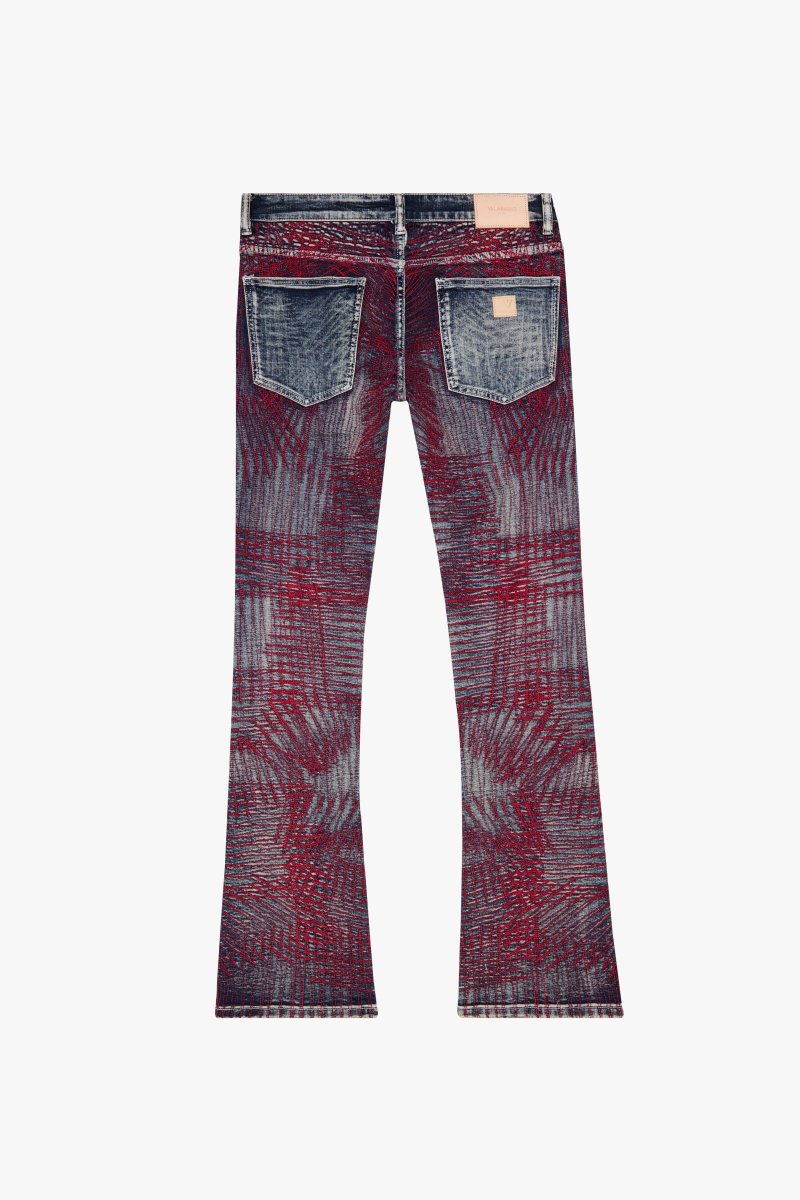 "MR. EMBROIDERY" STACKED FLARE JEAN CORAL HAZE