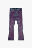 "MR. EMBROIDERY" STACKED FLARE JEAN COTTON CANDY BLUE