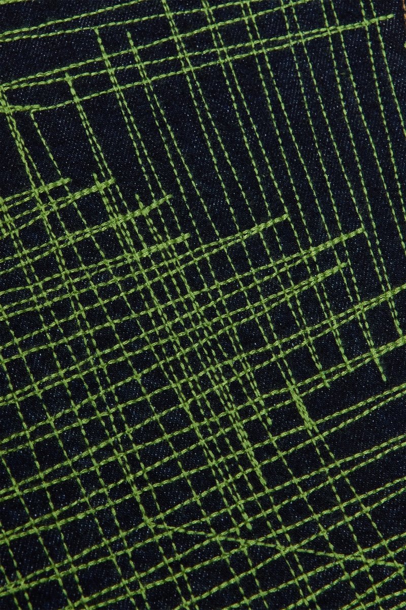 "MR. EMBROIDERY" STACKED FLARE JEAN NEON NIGHTSHADE