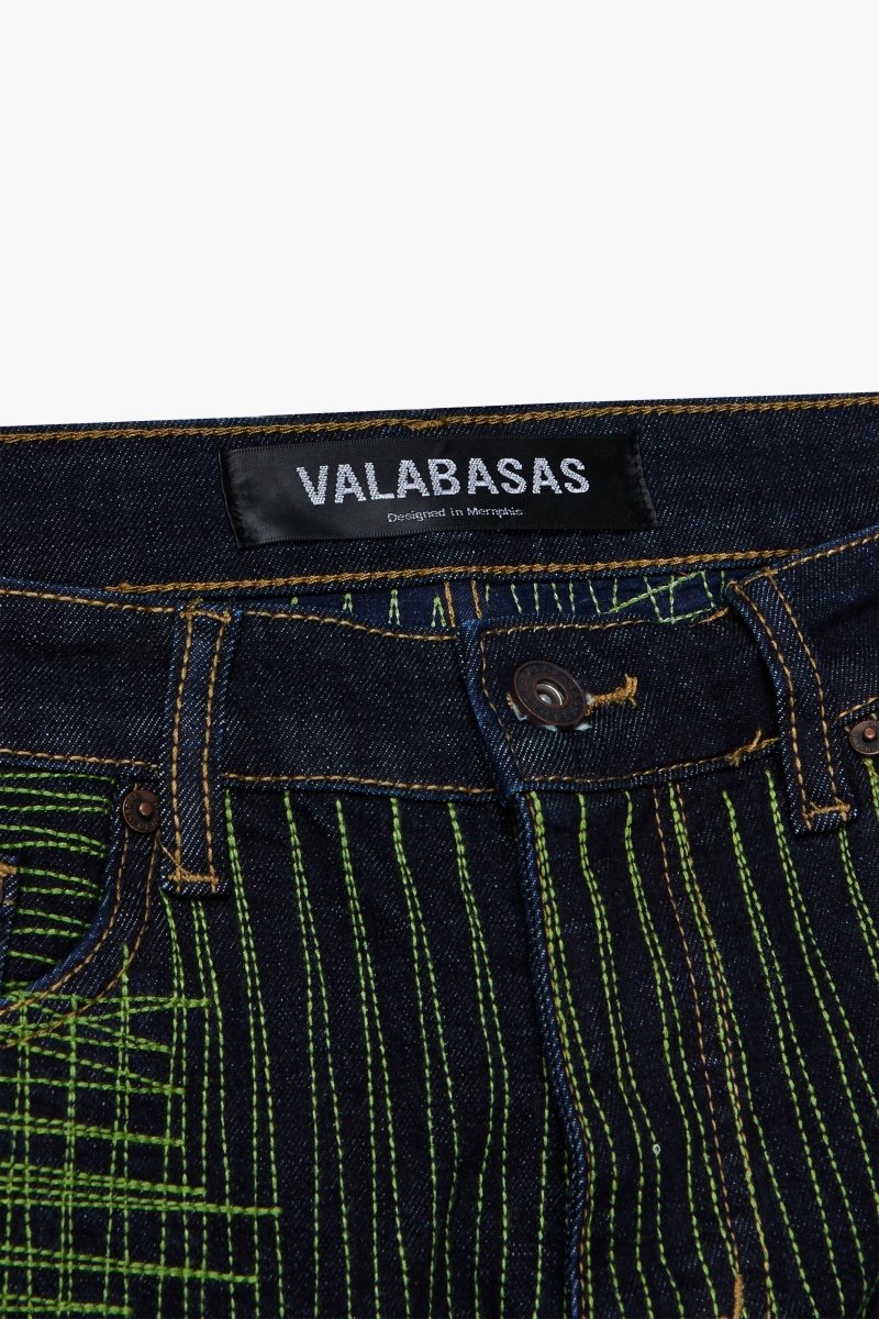 "MR. EMBROIDERY" STACKED FLARE JEAN NEON NIGHTSHADE