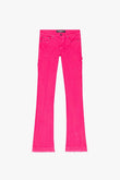 "MR. EXTENDO" STACKED FLARE JEAN FUCHSIA