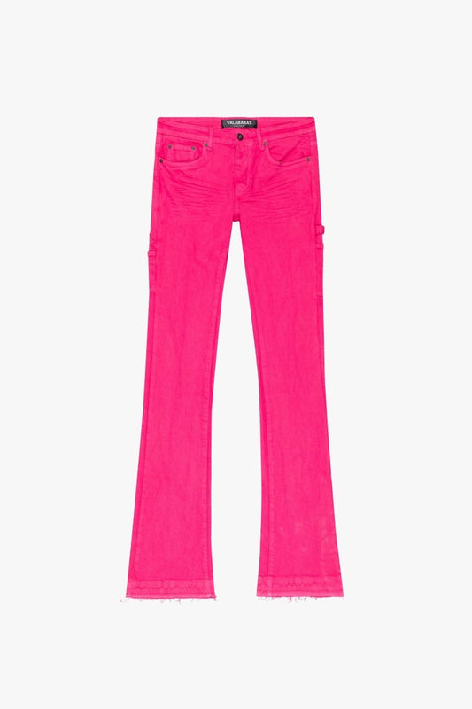 "MR. EXTENDO" STACKED FLARE JEAN FUCHSIA
