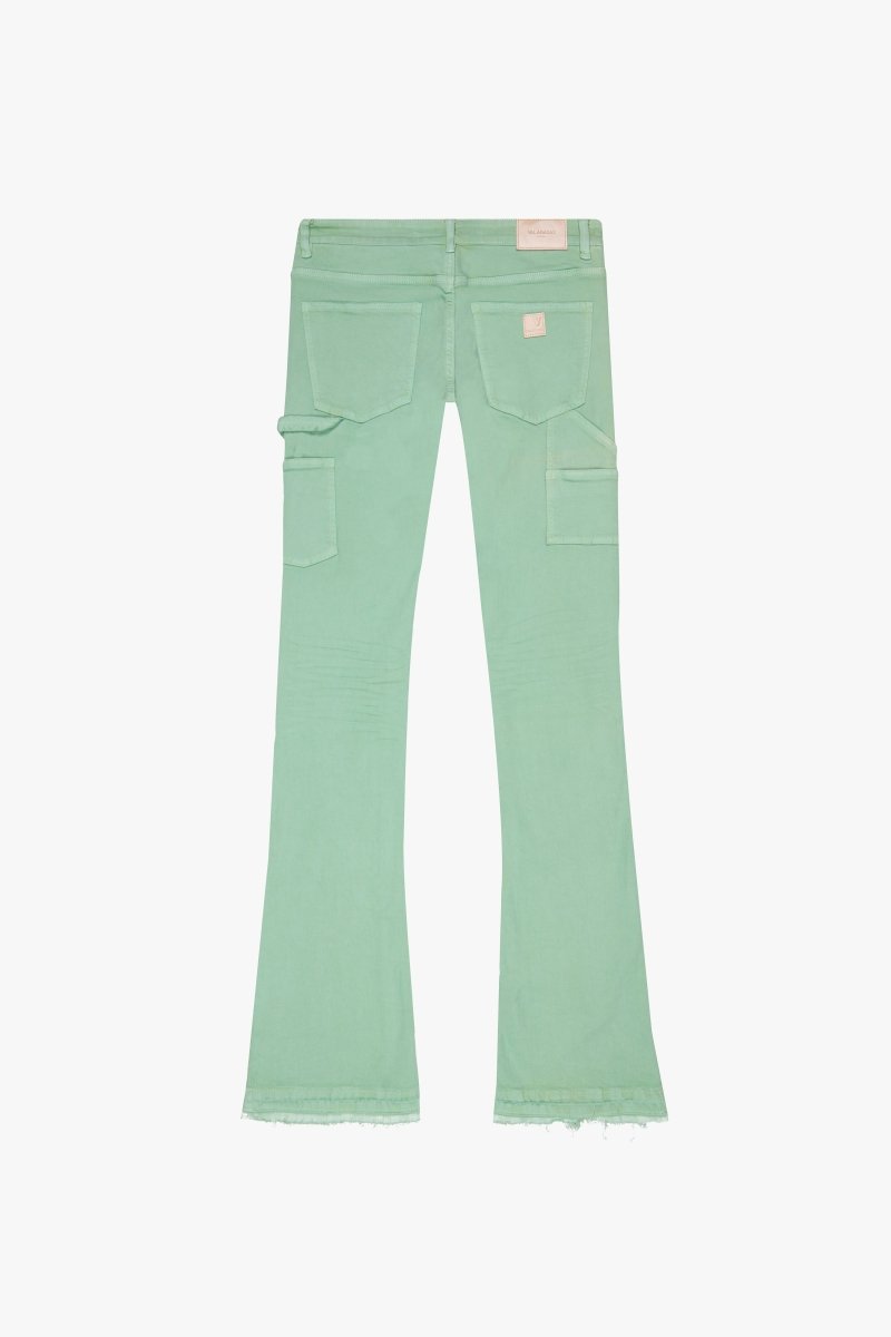 "MR. EXTENDO" STACKED FLARE JEAN GREEN