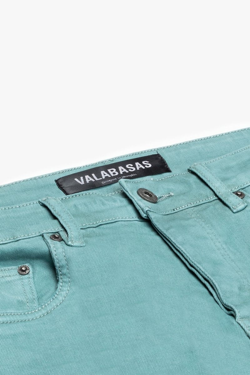 "MR. EXTENDO" STACKED FLARE JEAN OCEAN BLUE
