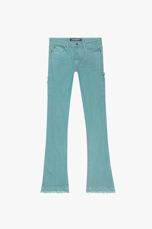 "MR. EXTENDO" STACKED FLARE JEAN OCEAN BLUE