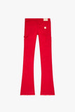 "MR. EXTENDO" STACKED FLARE JEAN RED
