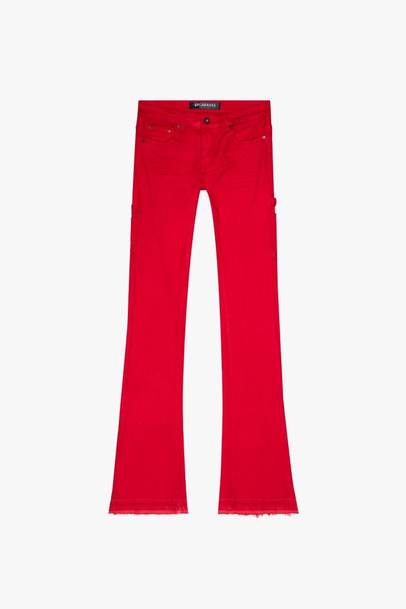 "MR. EXTENDO" STACKED FLARE JEAN RED