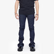 “MR. EXTENDO”  SUPER STACKED FLARE JEAN INDIGO