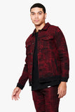 "MR. STITCHED" DENIM JACKET CRIMSON NOIR
