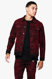 "MR. STITCHED" DENIM JACKET CRIMSON NOIR