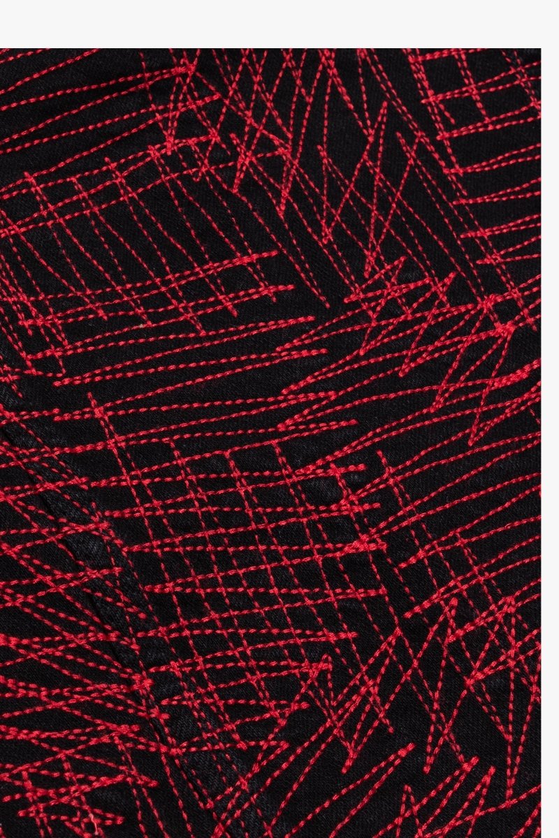 "MR. STITCHED" DENIM JACKET CRIMSON NOIR