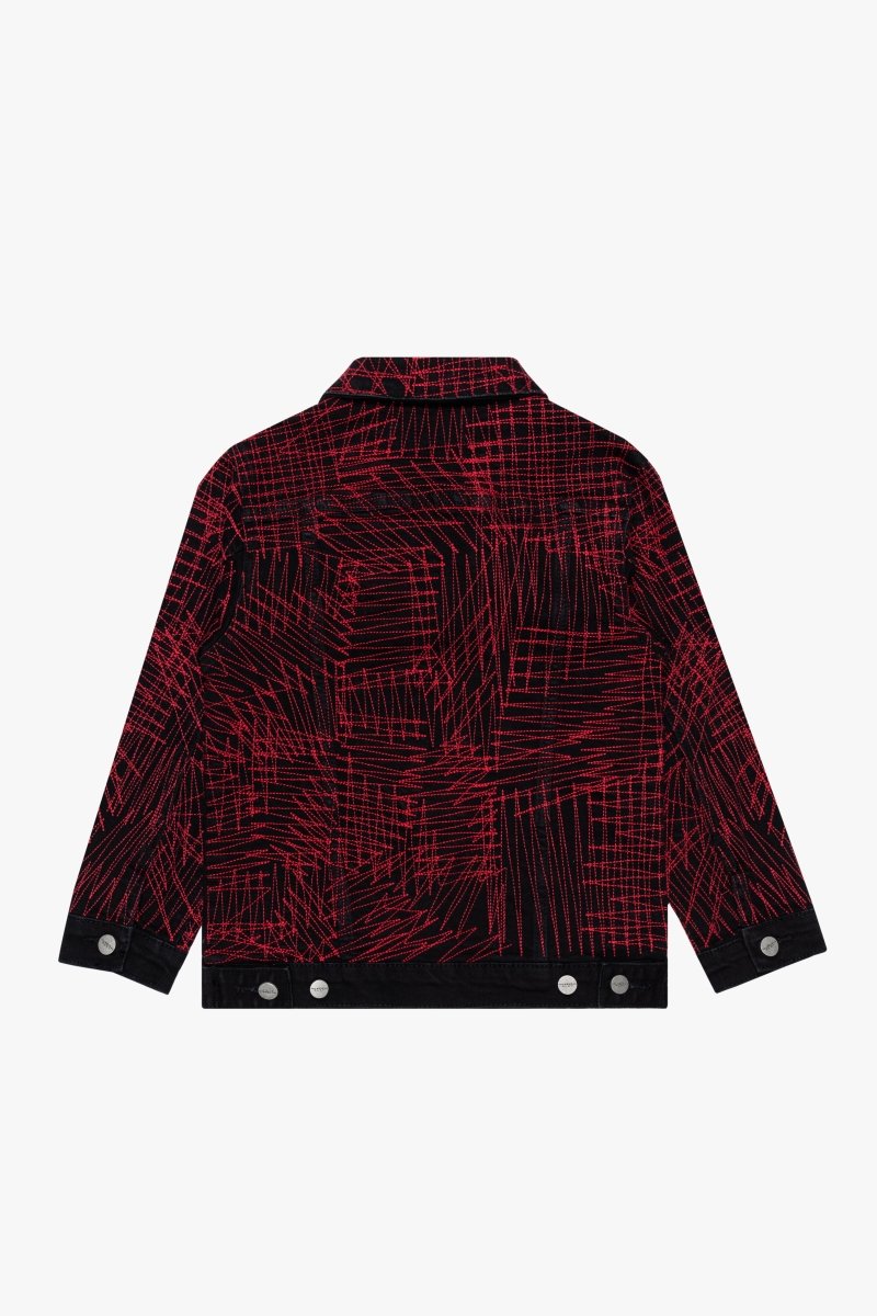 "MR. STITCHED" DENIM JACKET CRIMSON NOIR