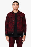 "MR. STITCHED" DENIM JACKET CRIMSON NOIR