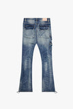 "NAVIGATOR"STACKED FLARE JEANS BLUE WASH
