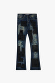 "PANELS" STACKED DENIM JEANS BLUE/BLACK