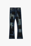 "PANELS" STACKED DENIM JEANS BLUE/BLACK