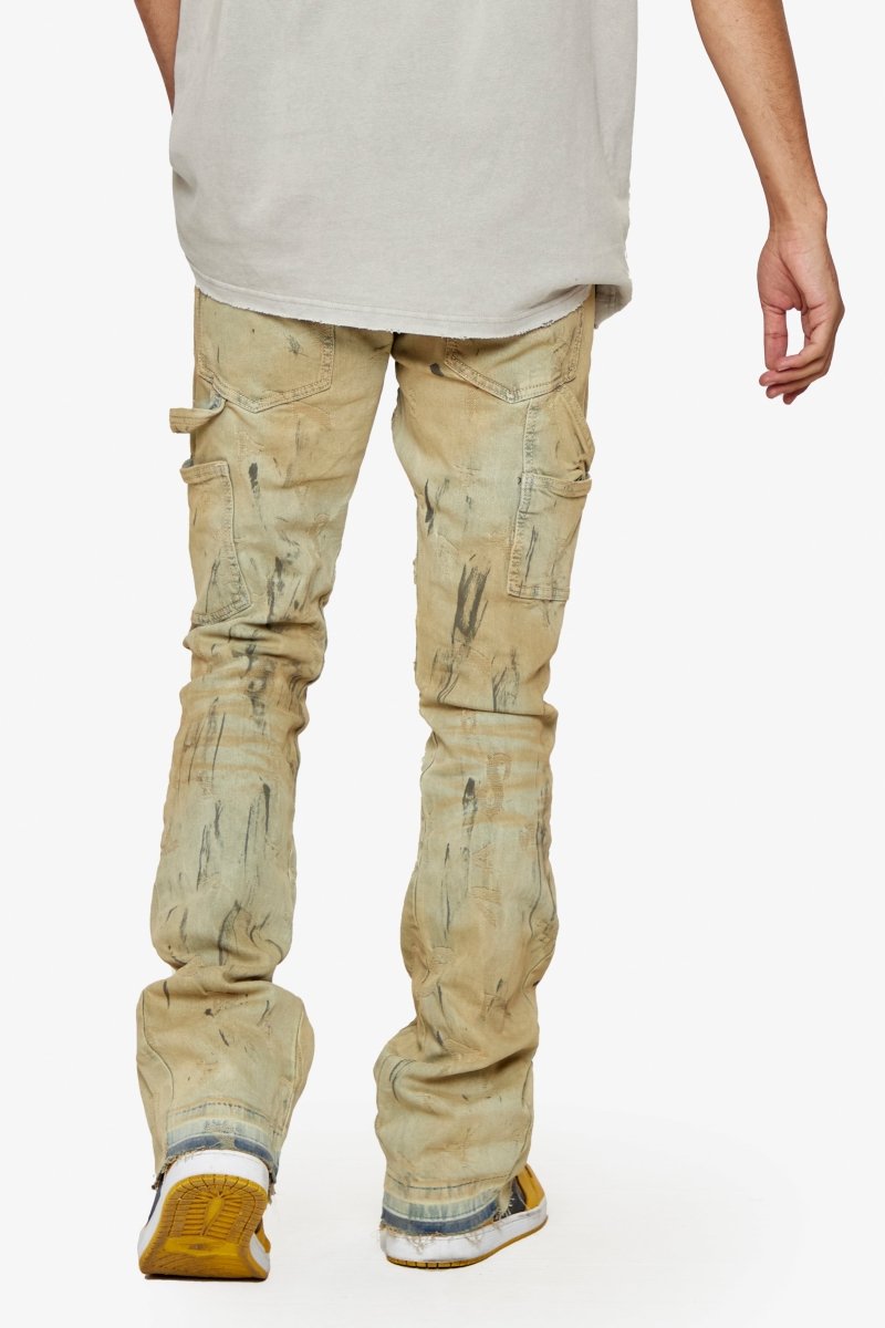 “PATTERSON” STACKED FLARE JEAN LT. KHAKI