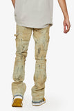 “PATTERSON” STACKED FLARE JEAN LT. KHAKI