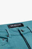 "PINNACLE” STACKED FLARE JEAN AQUA