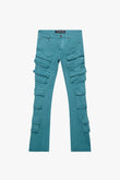 "PINNACLE” STACKED FLARE JEAN AQUA