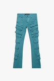 "PINNACLE” STACKED FLARE JEAN AQUA