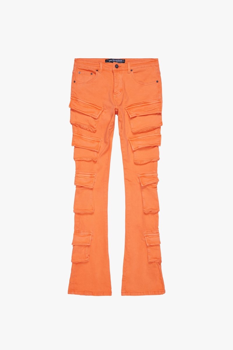 "PINNACLE” STACKED FLARE JEAN ORANGE