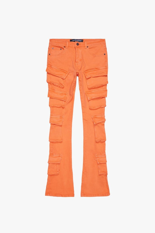 "PINNACLE” STACKED FLARE JEAN ORANGE