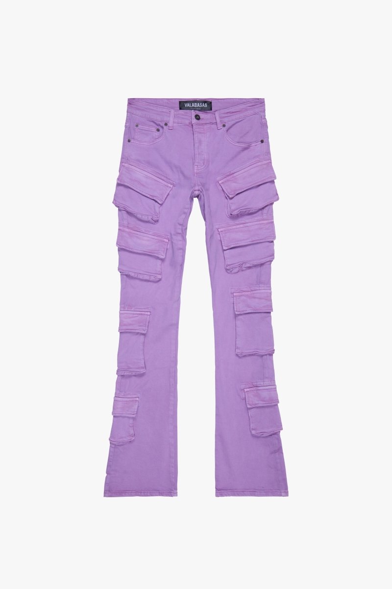 "PINNACLE” STACKED FLARE JEAN PURPLE