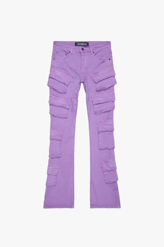 "PINNACLE” STACKED FLARE JEAN PURPLE
