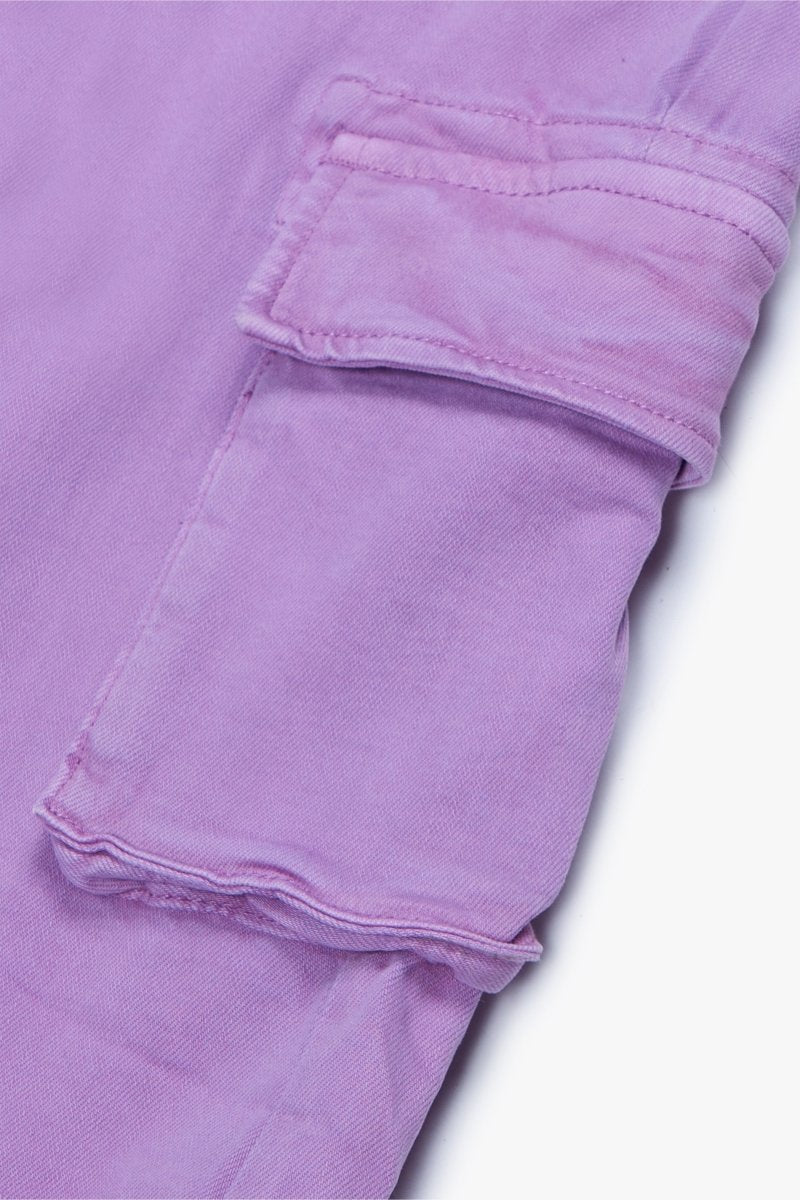 "PINNACLE” STACKED FLARE JEAN PURPLE