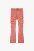 "PINNACLE” STACKED FLARE JEAN TANGERINE