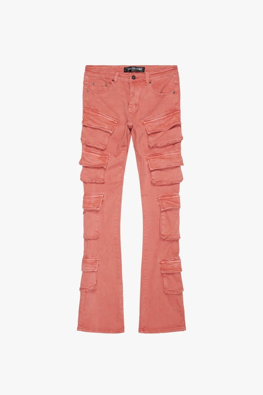 "PINNACLE” STACKED FLARE JEAN TANGERINE
