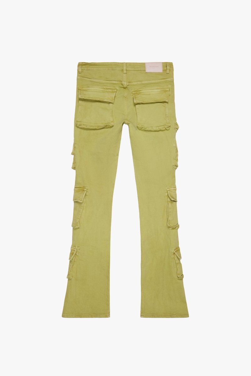 "PINNACLE” STACKED FLARE JEAN YELLOW