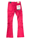 "POCROS" STACKED FLARE JEAN RED