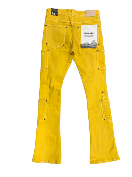 "POCROS" STACKED FLARE JEAN YELLOW