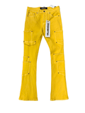"POCROS" STACKED FLARE JEAN YELLOW