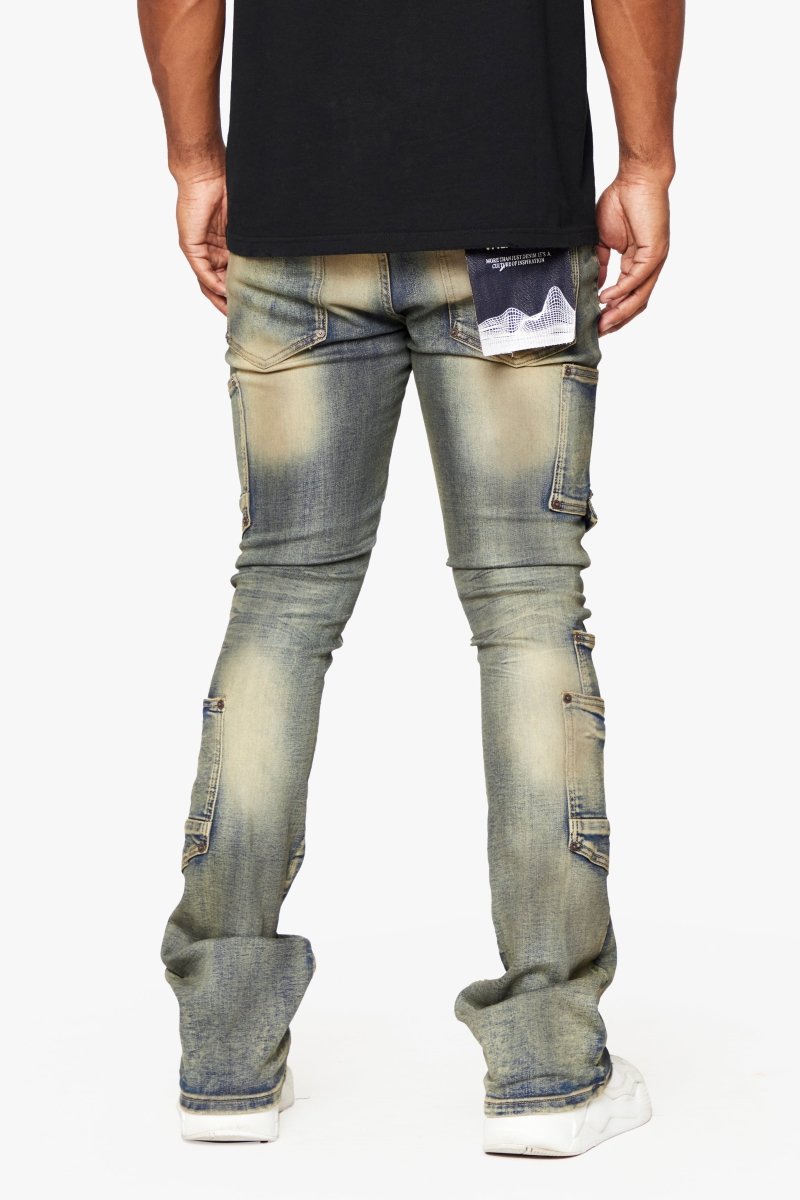 "POCROS" SUPER STACKED FLARE JEAN DIRTY VINTAGE WASH