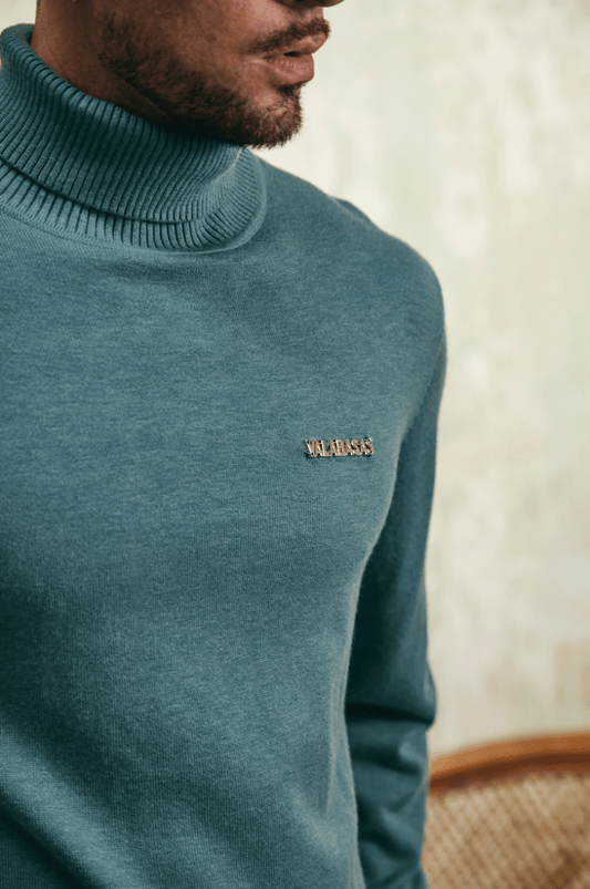 "PRESTANZA" TURTLE NECK LAKE BLUE