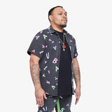 "PUZZLE" BUTTON DOWN BLACK V CAMO