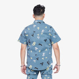 "PUZZLE" BUTTON DOWN SKY BLUE V CAMO
