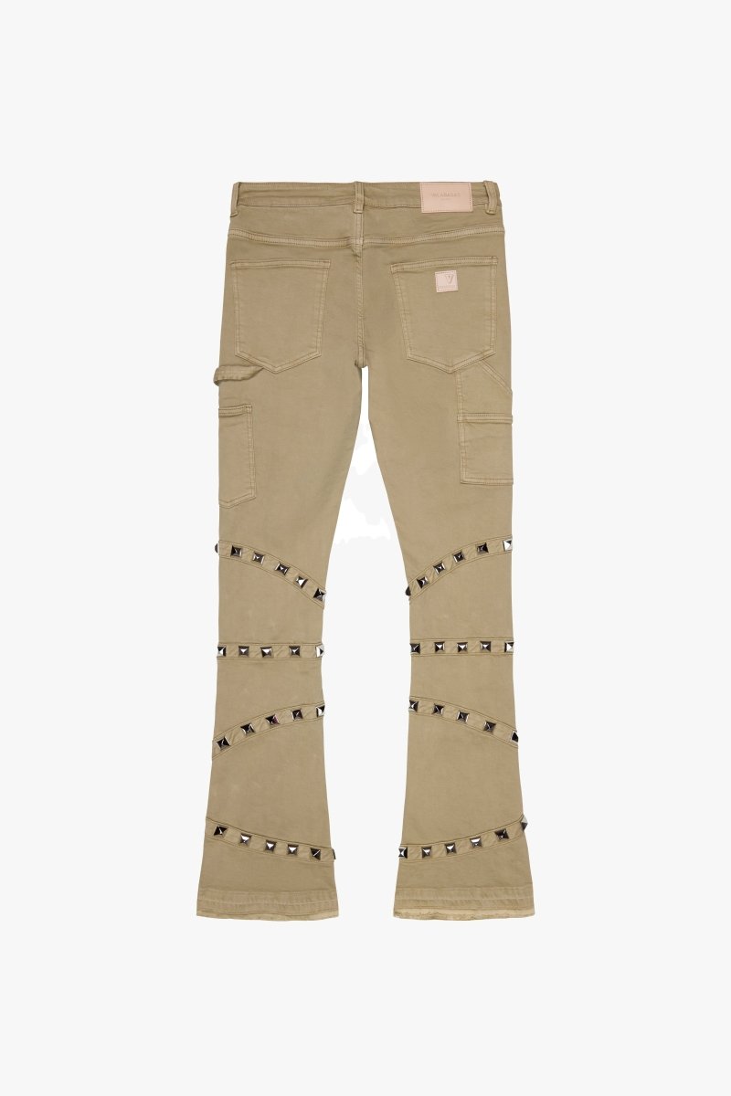 "PYRGOS" STACKED FLARE JEAN  LIGHT KHAKI