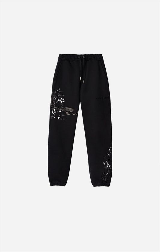 Night Python Embroidered Sweatpants