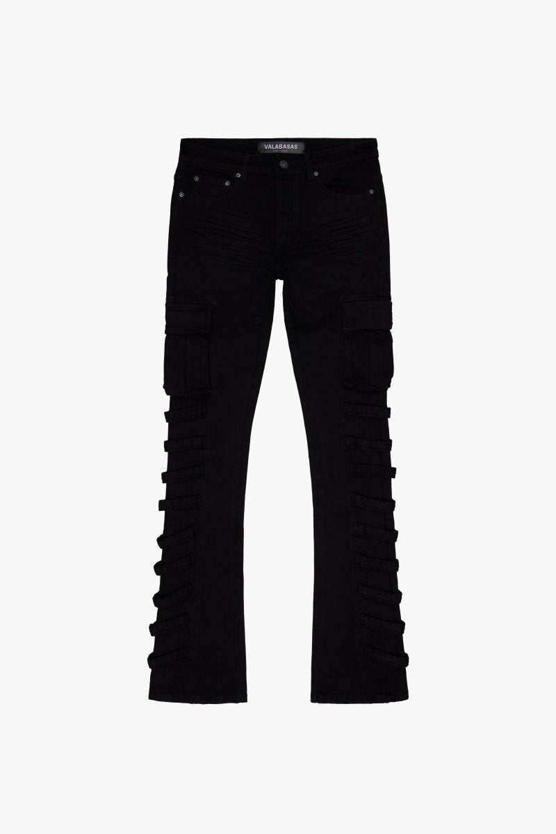 "QUANTICO" STACKED FLARE JEAN BLACK