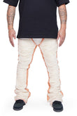 "RAVAGED" STACKED FLARE JEAN OFF-WHITE